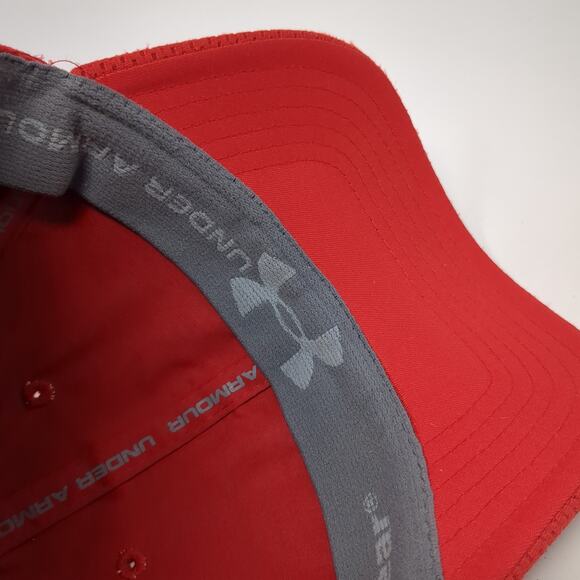 Under Armour Fitted Hat Red Large Embroidered Logo Vent Holes Outdoor - Picture 8 of 9